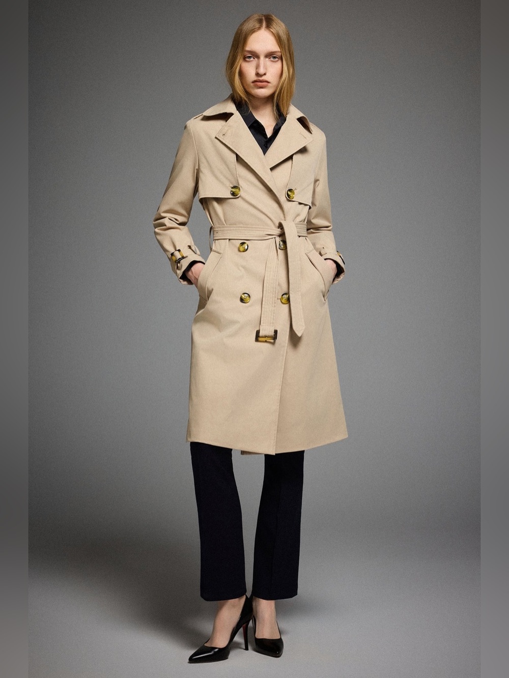 Orolay Double Breasted Belted Trench Coat Women’s Large - Tan/Khaki NWOT - Picture 7 of 13